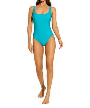 NEW STYLEST dreamsculpt square neck one piece swimwear in turquoise